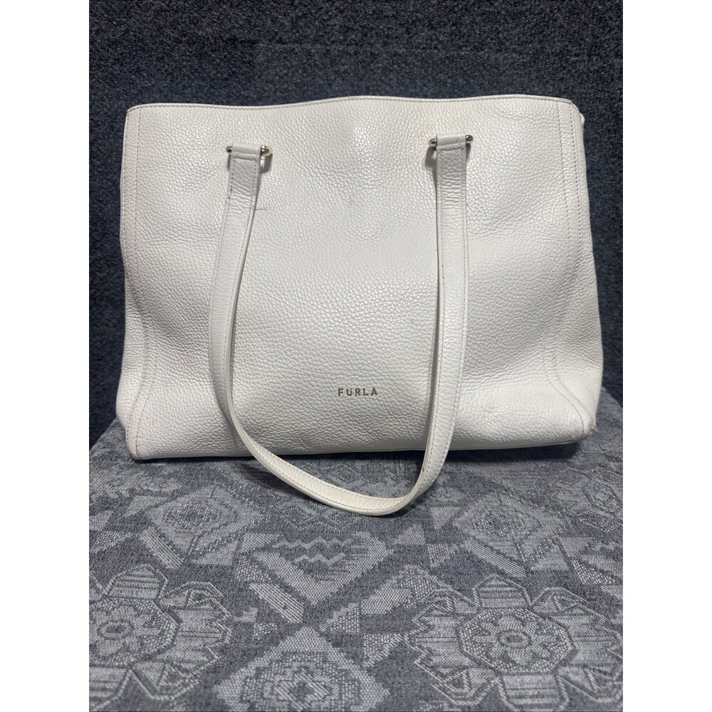 Furla Ivory Pebble Leather Handbag